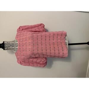 English Factory pink checkered blouse NWT M